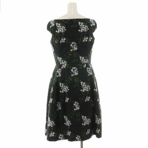 TOCCA ワンピース ノースリーブ ひざ丈 花 刺繍 7 S 黒 ブラック