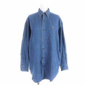 RALPH The Big Shirt ボタンダウンシャツ デニム コットン ロゴ 刺繍 9 M ブルー
