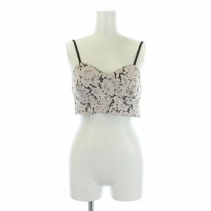 キャミソール カットソー ショート レース 刺繍 38 M ピンク 黒 ブラック