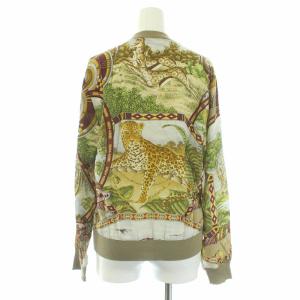 Salvatore Ferragamo カットソー 切替 長袖 アニマル 総柄 S カーキ