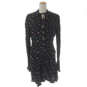 3点セット シャツ ベスト ワンショルダーワンピース ミニ フレア 花柄 9 M 11 L 黒 ブラック マルチカラー IBO26