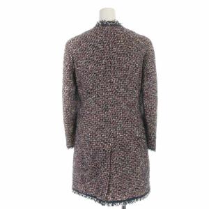 Brooks Brothers RED FLEECE ノーカラーコート ツイードコート ロング ウール混 フリンジ USA0 XS 赤 レッド