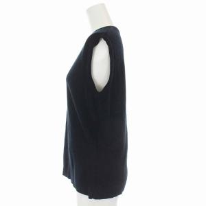 HERMES ノースリーブ ニット クルーネック リネン混 L 黒 ブラック