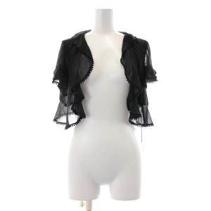 フリルシルクボレロ カーディガン 半袖 シアー シースルー  38 M 黒 ブラック