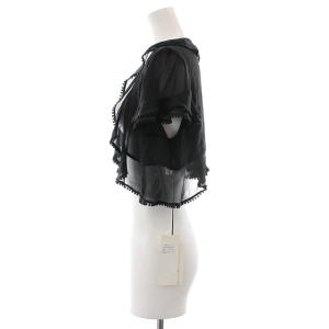 GRACE CONTINENTAL フリルシルクボレロ カーディガン 半袖 シアー シースルー  38 M 黒 ブラック