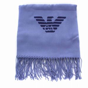 EMPORIO ARMANI ストール マフラー ロゴ ブルーパープル