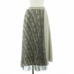 19SS スカート ロング プリーツ パイソン柄 38 グレー