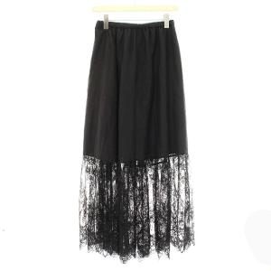 19SS スカート ロング レース 36 ブラック