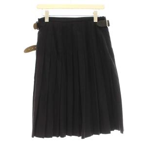 MARGARET HOWELL ラップスカート プリーツ ウール カシミヤ混 2 M ブラック