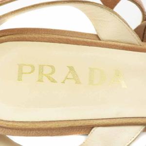 PRADA サンダル ストラップ ヒール 葉モチーフ 37.5 ブラウン