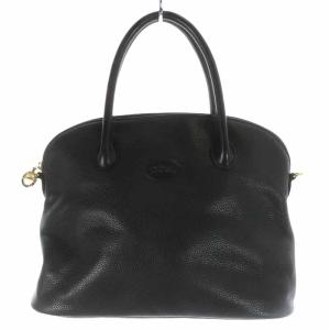 ハンドバッグ レザー ロゴ 黒 ブラック