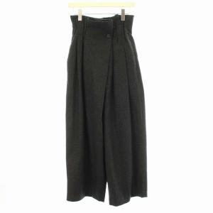 17AW スーパーライトメルトンワイドパンツ ハイウエスト ウール 38 グレー