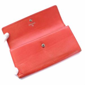 CHANEL カメリア ココマーク 長財布 二つ折り レザー オレンジ