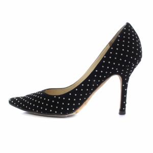 パンプス ハイヒール ポインテッドトゥ スタッズ スエード 34 21cm 黒 ブラック