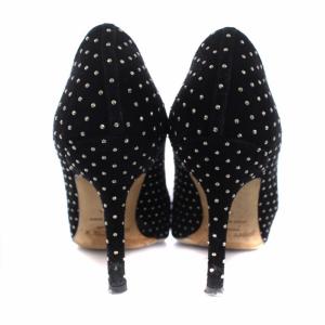 JIMMY CHOO パンプス ハイヒール ポインテッドトゥ スタッズ スエード 34 21cm 黒 ブラック