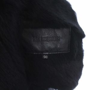 DIRK BIKKEMBERGS ラビット レザージャケット 裏地ファー 8ロゴ イタリア製 50 ブラック