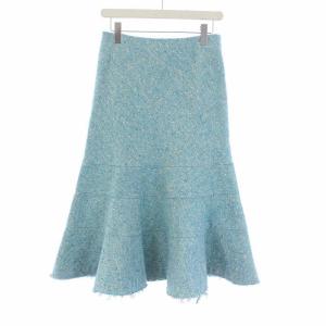 AD2001 ツイード マーメイドスカート ロング M ブルー