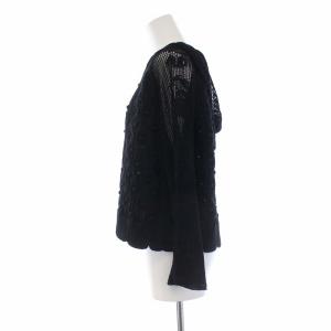 GRACE CONTINENTAL 21SS フラワーレースニットTOP パーカー プルオーバー 長袖 切替 36 S 黒 ブラック