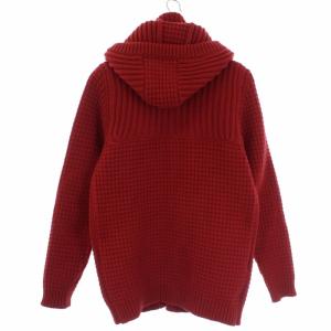 Bark ニットダッフルコート フード ミドル ウール S レッド