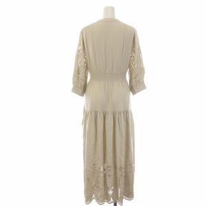 Diagram GRACE CONTINENTAL 20SS カットワークティアードワンピース ロング キーネック 7分袖 レース ベルト 36 S ベージュ