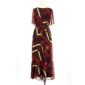 GRACE CONTINENTAL ワンピース シルク100% ロング 半袖 ビジュー 36 パープル