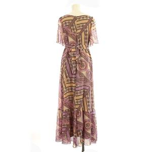 GRACE CONTINENTAL ワンピース シルク100% 半袖 ビジュー ロング 36 ピンク パープル