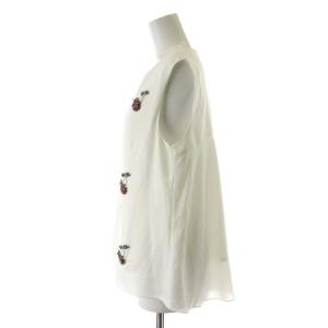 GRACE CONTINENTAL ノースリーブシフォン ブラウス シャツ チェリービーズ ビジュー 38 M 白 ホワイト