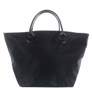 Hervé Chapelier レザーハンドル舟型トートM ハンドバッグ コーデュラナイロン ブラック 1407C