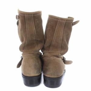 BALMAIN エンジニアブーツ ミドルブーツ スエード ローヒール ベルト 27cm ブラウン