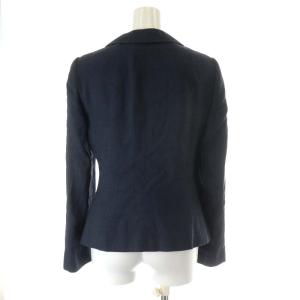 GIORGIO ARMANI テーラードジャケット リネン 麻 シルク 38 ネイビー