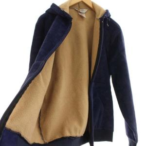 Carhartt アクティブジャケット ベルベット パーカー ジップアップ 裏ボア USA製 アウター L 紺 ネイビー
