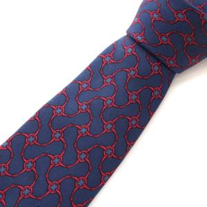 ネクタイ レギュラータイ 総柄 シルク100% フランス製 スーツ フォーマル 紺 ネイビー 赤 レッド