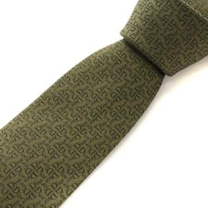 ネクタイ レギュラータイ シルク100% ロゴ イタリア製 フォーマル カーキ