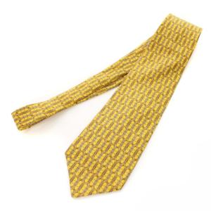 Christian Dior ネクタイ レギュラータイ CD柄 総柄 シルク100% サテン フランス製 スーツ イエロー