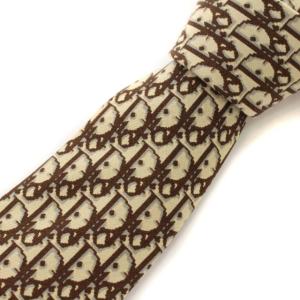 Monsieur ネクタイ レギュラータイ トロッター ロゴ シルク100% フォーマル ブラウン