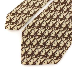 Christian Dior Monsieur ネクタイ レギュラータイ トロッター ロゴ シルク100% フォーマル ブラウン