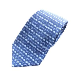 ワイドタイ ネクタイ 総柄 シルク ブルー