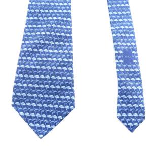 FENDI ワイドタイ ネクタイ 総柄 シルク ブルー