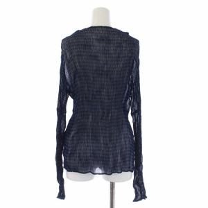 ISSEY MIYAKE プリーツ カットソー 長袖 チェック 2 ネイビー ブルー