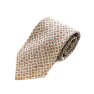 ワイドタイ ネクタイ モノグラム 総柄 シルク グレー ピンク