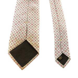 LOUIS VUITTON ワイドタイ ネクタイ モノグラム 総柄 シルク グレー ピンク