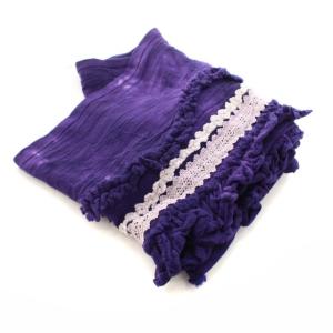 Tao ストール マフラー レース フリル 製品染め パープル