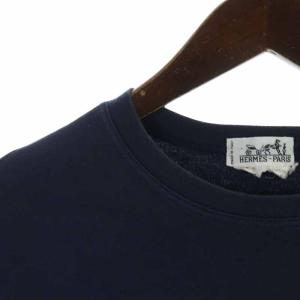 HERMES Tシャツ カットソー コットン 刺繍 半袖 紺 ネイビー