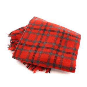 COMME des GARCONS 大判ストール 羽織 ショール チェック フリンジ レッド