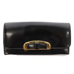 長財布 二つ折り リボン レザー サイフ ウォレット 黒 ブラック