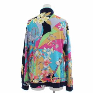 LEONARD SPORT ニットポロシャツ カットソー 総柄 長袖 44 ブルー