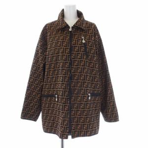 FENDI リバーシブルステンカラーコート ズッカ柄 黒 茶