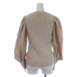 CELFORD 20AW パワーショルダーコンビニット カットソー 長袖 リブ 異素材切替え 38 M ベージュ CWNT204076