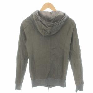 GIORGIO BRATO ライダース シングル レザーパーカー アウター フード フーディ ラムレザー 絹 シルク 38 M カーキ