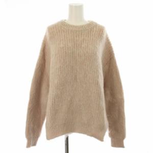 シャギーニット セーター ウール 混 モヘヤ混 長袖 F ピンクベージュ